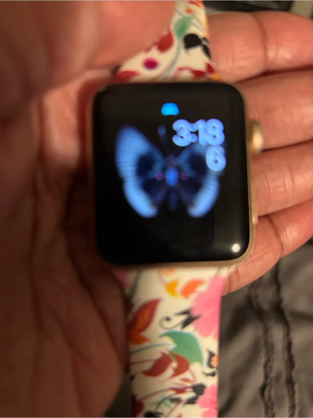 Apple Gold Smartwatch with White Floral Multicolor Band iseries 3